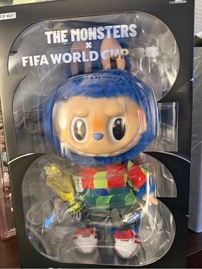 Pop Mart The Monsters FIFA World Cup Plush - Blue Labubu. sealed in box.
